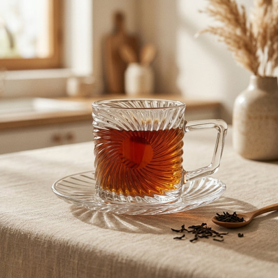 Tea Cup and Saucer Set - 6 Pcs